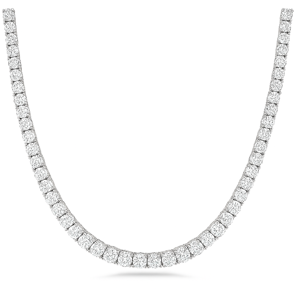 20ct 14K White Gold Lab Grown Diamond Tennis Necklace 16"