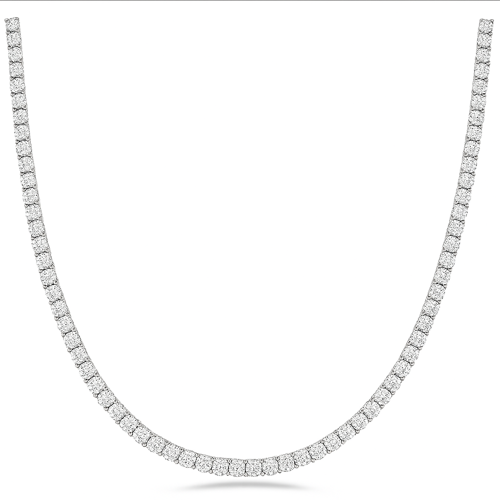 6ct 14K White Gold Lab Grown Diamond Tennis Necklace 16"