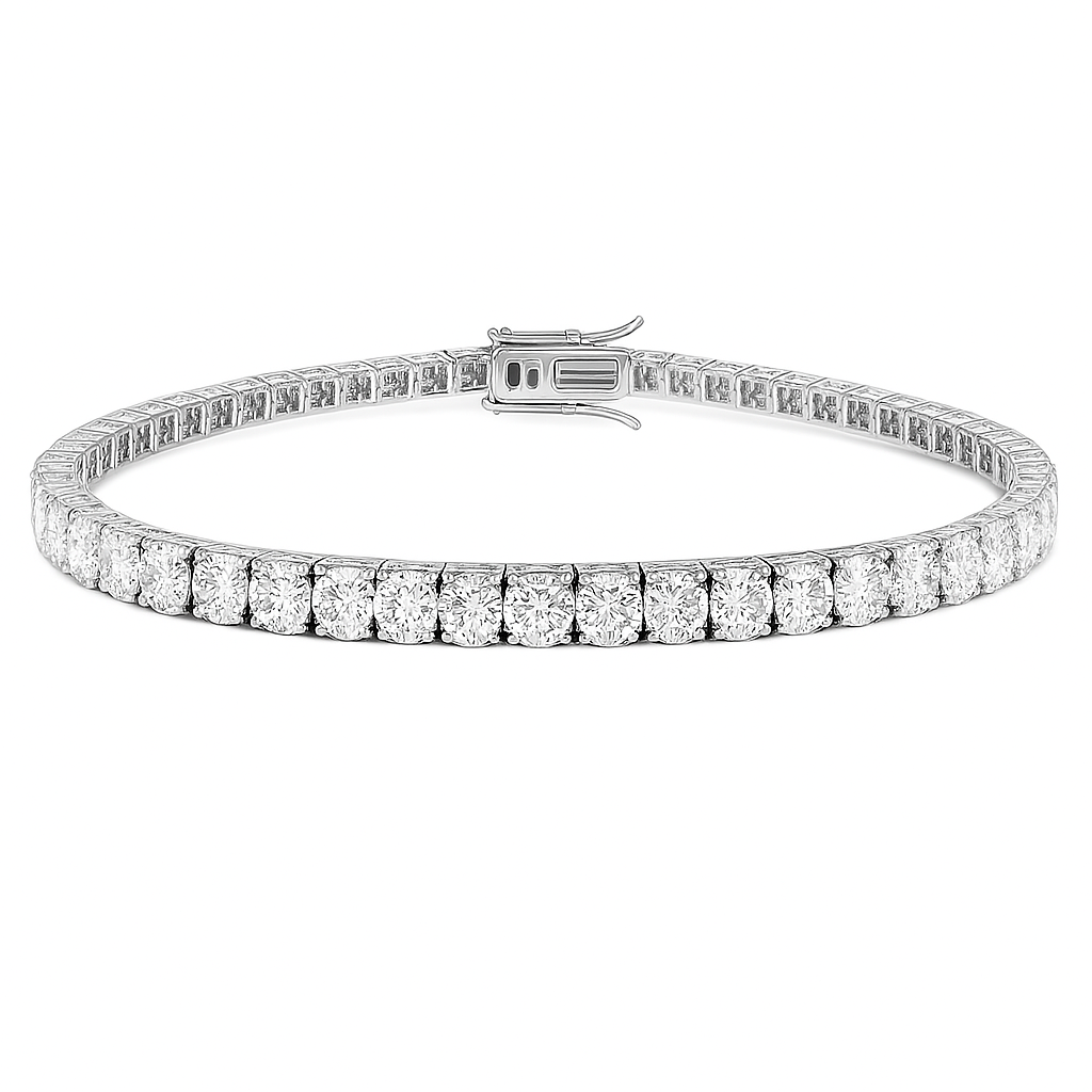 9ct 14K White Gold Lab Grown Diamond Tennis Bracelet 7"