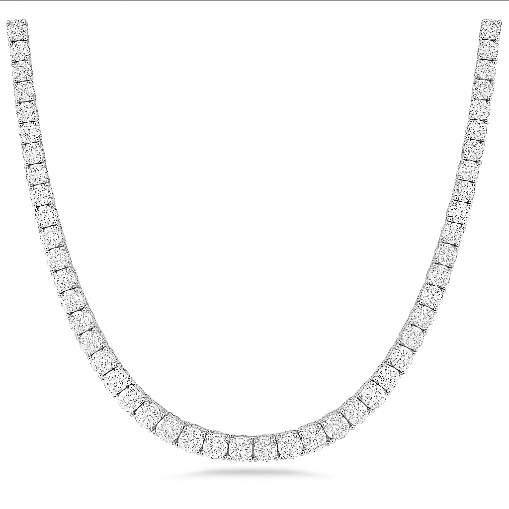 14ct 14K White Gold Lab Grown Diamond Tennis Necklace 16"