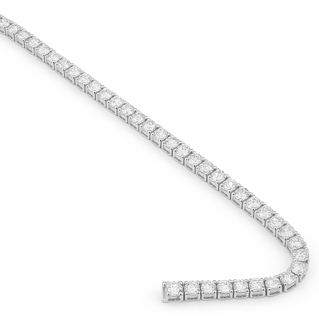 5.01ct 14K White Gold Natural Diamond Tennis Necklace 16"