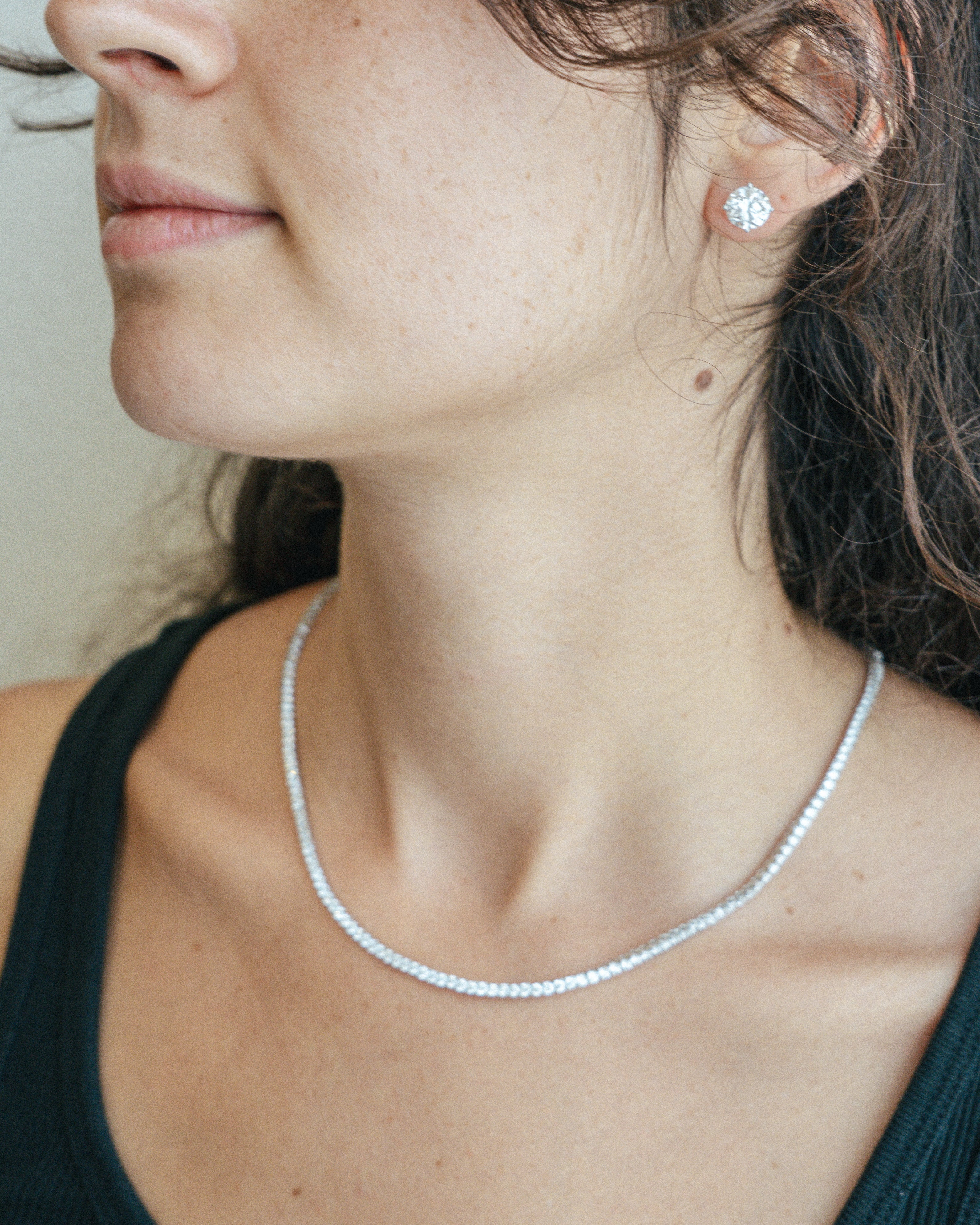 6ct 14K White Gold Lab Grown Diamond Tennis Necklace 16"