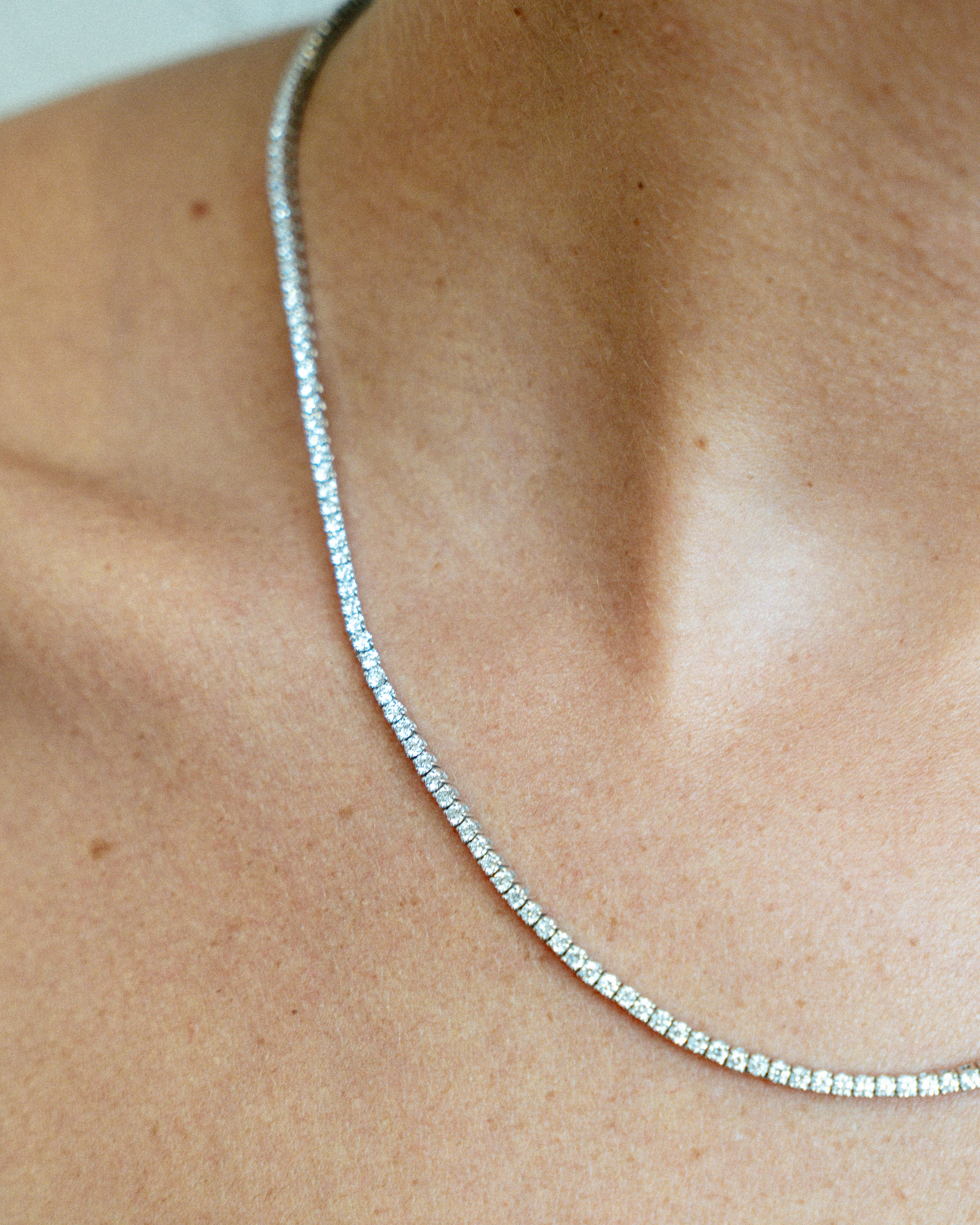 12ct 14K White Gold Lab Grown Diamond Tennis Necklace 16"