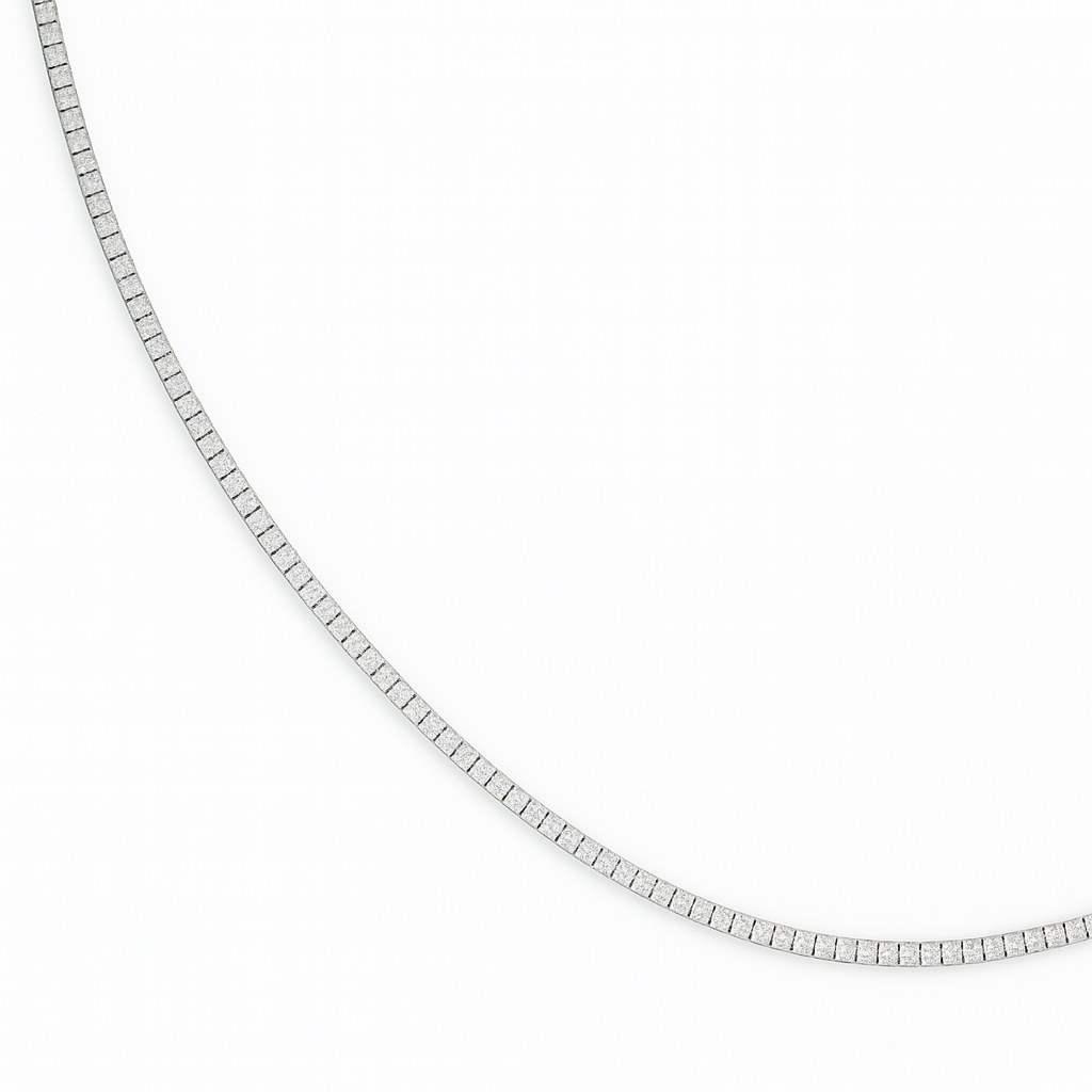 6.93ct 14K White Gold Natural Diamond Tennis Necklace 16"