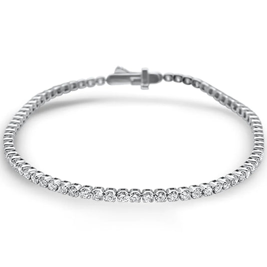 3.01ct 14KT White Gold Natural Diamond Tennis Bracelet 7"