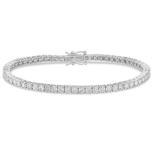 4.00ct 14K White Gold Natural Diamond Tennis Bracelet 7"