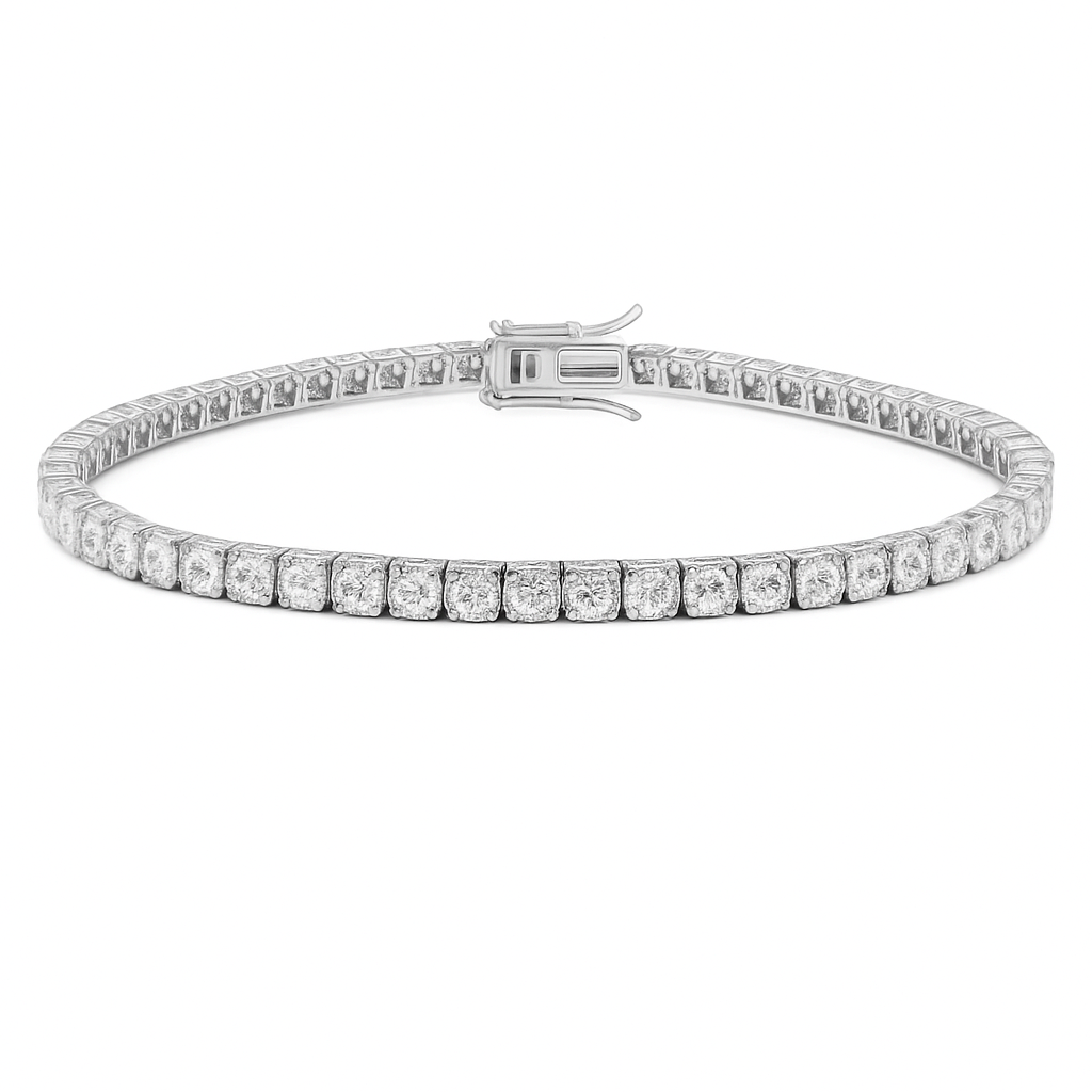 5ct 14K White Gold Lab Grown Diamond Tennis Bracelet 7"