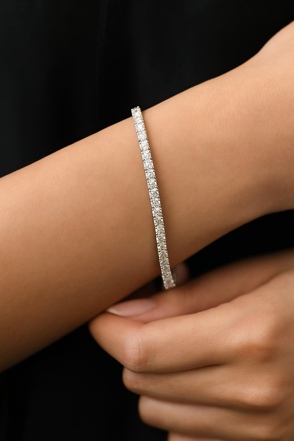 1.00ct 14K White Gold Natural Diamond Tennis Bracelet 7"